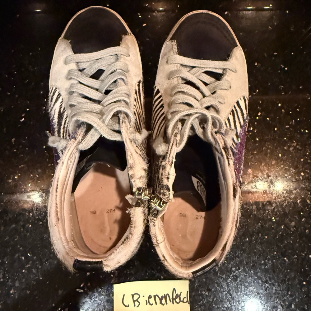 Golden Goose Vintage RARE Unicorn Zebra Pony Hair Purple and Blue Stripe Sz 38 - Picture 7 of 7